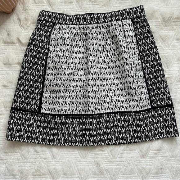 J. Crew Textured Black & White Block Print Skirt - Picture 3 of 8